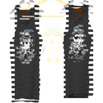 かわいい空飛ぶペンギン パイロット ヘルメット 飛行機 航空機 航空機 タンクトップ - Kawaiitshirt