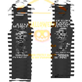かわいい黒猫ハロウィン衣装カボチャデザインマスク面白い タンクトップ - Kawaiitshirt