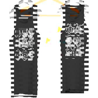 ねこ 9《ふぇいす》猫《黒・白・ハチワレ・三毛・ロシアン》【どうぶつフレンズ】顔 ゆるくて かわいい 動物 イラスト タンクトップ - Kawaiitshirt