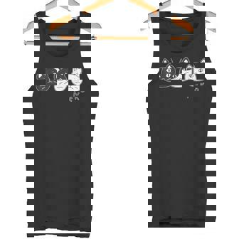 ねこさん 3 スリー Neko・Neko・Neko 黒猫・ハチワレ・白猫【どうぶつフレンズ】不機嫌猫 顔イラスト タンクトップ - Kawaiitshirt