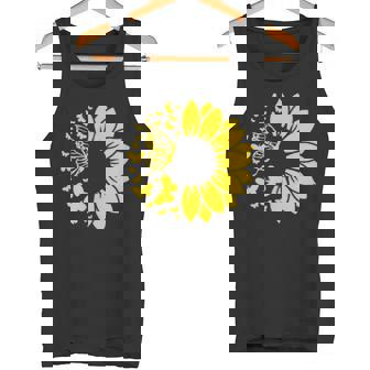 ひまわりと蝶のシルエット、自然の調和。 タンクトップ - Kawaiitshirt