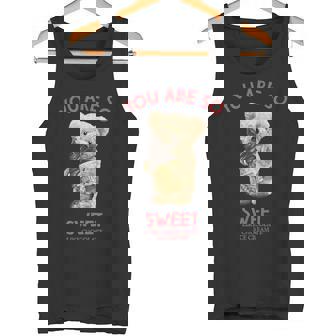 アイスクリームを食べるテディベア タンクトップ - Kawaiitshirt