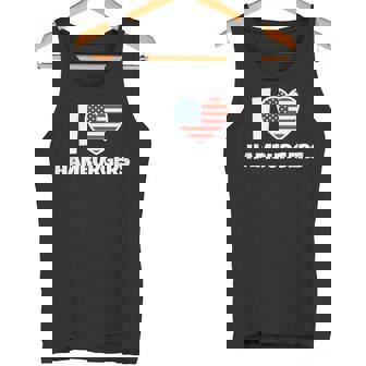 アメリカ国旗とハートのアイ・ラブ・ハンバーガー タンクトップ - Kawaiitshirt