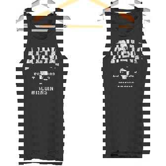 アリーナ ウィスコンシン Wi ヴィンテージ アスレチック スポーツ デザイン タンクトップ - Kawaiitshirt
