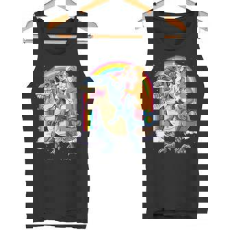 イングリッシュブルドッグ ユニコーン ライディング ダイナソー Tレックス ギフト メンズ レディース タンクトップ - Kawaiitshirt