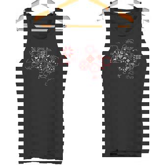 ウクライナ地図 ヴィシバンカ風 Ua刺繍 タンクトップ - Kawaiitshirt