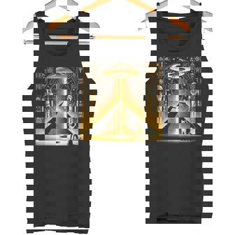 エジプトピラミッドufo猫と光エネルギー Egypt Ufo Pyramid Beam タンクトップ - Kawaiitshirt