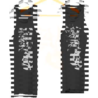 エレキギターを弾く猫 面白い猫ロッカー ロックショーで タンクトップ - Kawaiitshirt