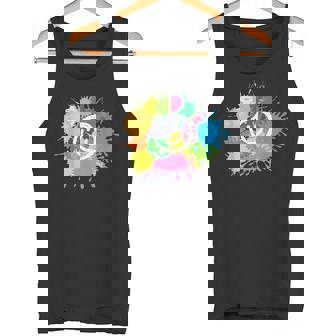カラフル スプラッター ペイント 水彩 スマイル フェイス ユニセックス タンクトップ - Kawaiitshirt