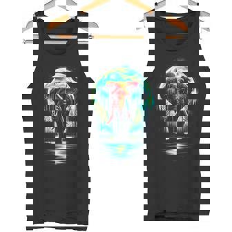 カラフル 象 精霊 動物 かっこいい イラスト アート タンクトップ - Kawaiitshirt