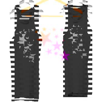 カラフルなオレンジピンクの星、流れ星柄デザイン。 タンクトップ - Kawaiitshirt