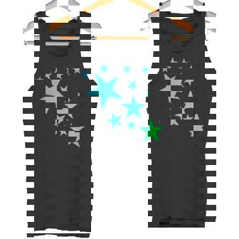 カラフルなグリーンブルーの星、星柄デザイン。 タンクトップ - Kawaiitshirt