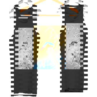 カワセミ 鳥 動物 ヴィンテージ 和 浮世絵 自然 江戸 タンクトップ - Kawaiitshirt