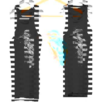 カワセミ 鳥 野生動物 動物 水彩 芸術的 ペインティング タンクトップ - Kawaiitshirt