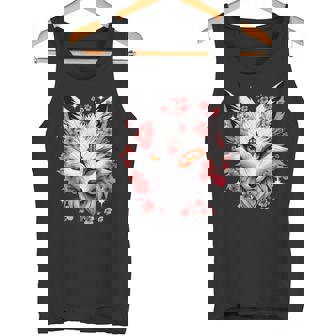 キツネ キツネ キツネ マスク アニメ カワイイ 桜 花 タンクトップ - Kawaiitshirt