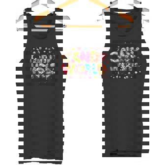 キャンディワールドに足を踏み入れて面白いスイーツとシュガーを手に入れましょう タンクトップ - Kawaiitshirt