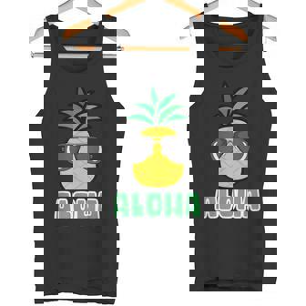 キュートなアロハパイナップルサングラス ハワイアンティキ タンクトップ - Kawaiitshirt