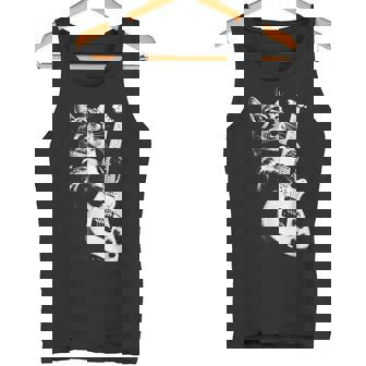 ギターを弾くロック猫 面白いギター猫 タンクトップ - Kawaiitshirt