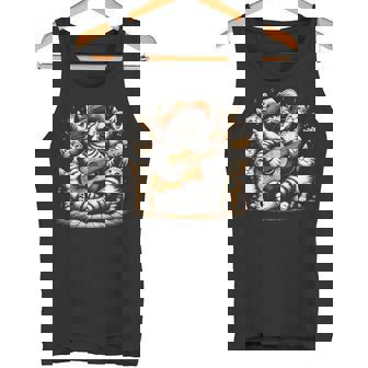 ギターを弾く猫 面白いロックミュージックギター猫 タンクトップ - Kawaiitshirt