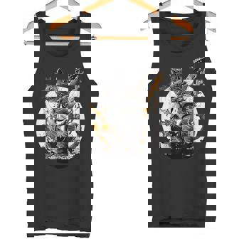 ギターを持った猫 ロックミュージックキャット ヘヴィメタルキャット タンクトップ - Kawaiitshirt