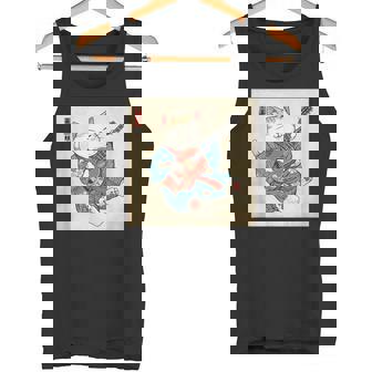 ギター奏でる猫 着物姿 ヴィンテージ 日本美術 面白い タンクトップ - Kawaiitshirt