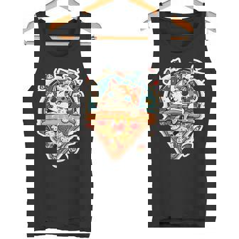 クレイジー ペパロニ ピザ キャット カルツォーネ トラ猫 ファーストフードの子猫 タンクトップ - Kawaiitshirt