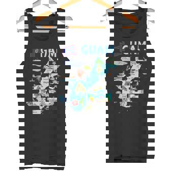 グアム、主要都市、旗、アメリカの観光名所地図 タンクトップ - Kawaiitshirt