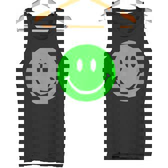 グリーン スマイリーフェイス レトロ グリーン ハッピーフェイス タンクトップ - Kawaiitshirt