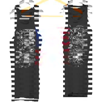 グレー 猫 ねこ バイク 星条旗 アメリカ タンクトップ - Kawaiitshirt