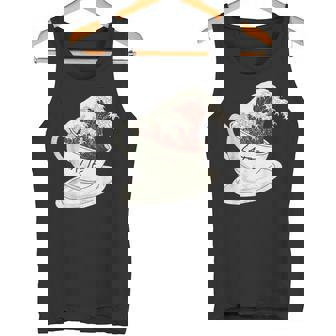 グレートウェーブ カフェラテ コーヒー カフェイン 神奈川 北斎 タンクトップ - Kawaiitshirt