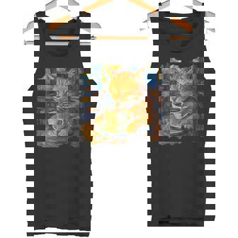 ゴッホ 猫 絵画 面白い 芸術的 猫 コーヒー愛好家 タンクトップ - Kawaiitshirt