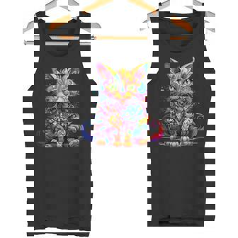 サイケデリック マンガ 猫 カラフル ファンタジー 曼荼羅スタイル タンクトップ - Kawaiitshirt