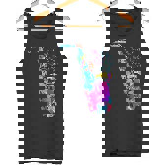 サクソフォン プレーヤー ジャズ 音符 サクソフォン カラフル サックス タンクトップ - Kawaiitshirt