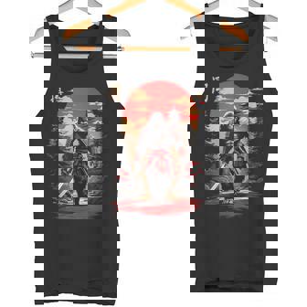 サムライビッグフット 日本のヴィンテージデザイン 面白い浮世絵アート タンクトップ - Kawaiitshirt