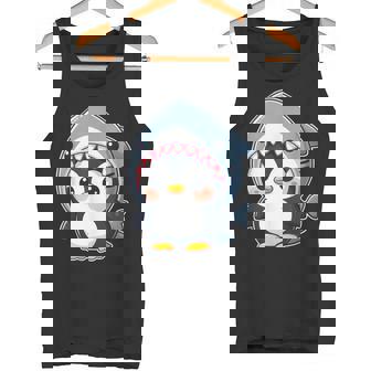サメのコスチュームを着た面白いペンギン タンクトップ - Kawaiitshirt