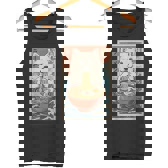 サモエド 食べる ラーメン カワイイ アニメ 犬好き タンクトップ - Kawaiitshirt