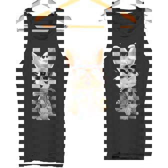 サングラスをかけたうさぎ 茶色のうさぎ かわいいうさぎ タンクトップ - Kawaiitshirt