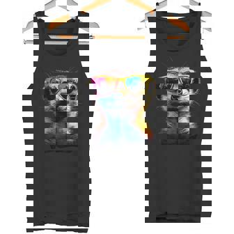 サングラスをかけたミーアキャット カラフルかわいいミーアキャット タンクトップ - Kawaiitshirt