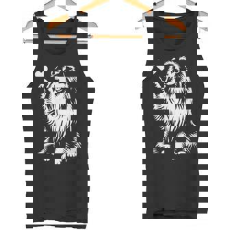 シェットランド・シープドッグ お座り犬 ハート シェルティ グラフィック デザイン タンクトップ - Kawaiitshirt