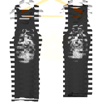 シェットランド・シープドッグ犬シェルティの顔のグラフィック アート デザイン タンクトップ - Kawaiitshirt