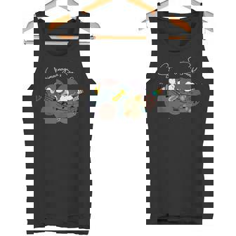 シマエナガ 楽器 トランペット サックス バイオリン ギター 音符 仲良し 可愛い 音楽好き タンクトップ - Kawaiitshirt