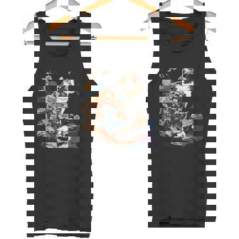 シュールレアリズム 日本画 三毛猫 タンクトップ - Kawaiitshirt