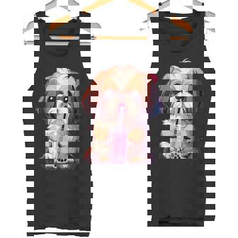 シーズー ボバティー バブルティー アニメ カワイイ 犬 タンクトップ - Kawaiitshirt