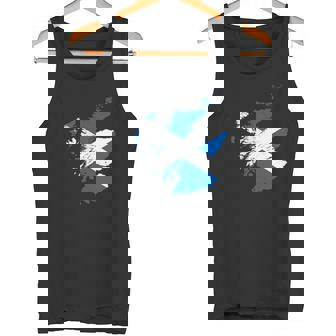 スコットランドの地図と旗の胸のロゴ スコットランドのお土産 タンクトップ - Kawaiitshirt