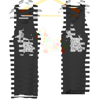 スコティッシュテリア水彩フラワーデザイン。 タンクトップ - Kawaiitshirt