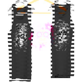 スタイリッシュなマゼンタ サクラ ムエルテ スカルデザイン Dia De Los Muertos タンクトップ - Kawaiitshirt