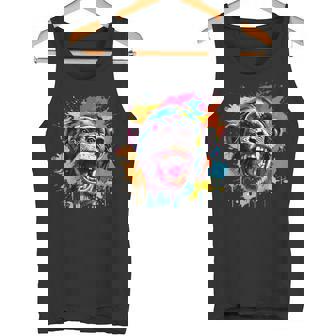 スプラッシュアート チンパンジー 野生動物 動物 好き カラフル タンクトップ - Kawaiitshirt