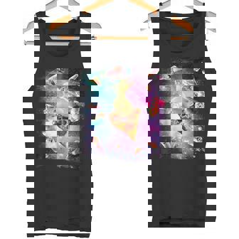スペースレーザーアヒル食べるピザ、ギャラクシーダック。 タンクトップ - Kawaiitshirt