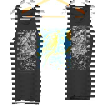 セキセイインコ オウム 鳥 星月夜 絵画 タンクトップ - Kawaiitshirt