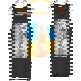 セクシーガールグラフィックtシャツ 「モダンピンナップガール&ウクライナ国旗2」 タンクトップ - Kawaiitshirt